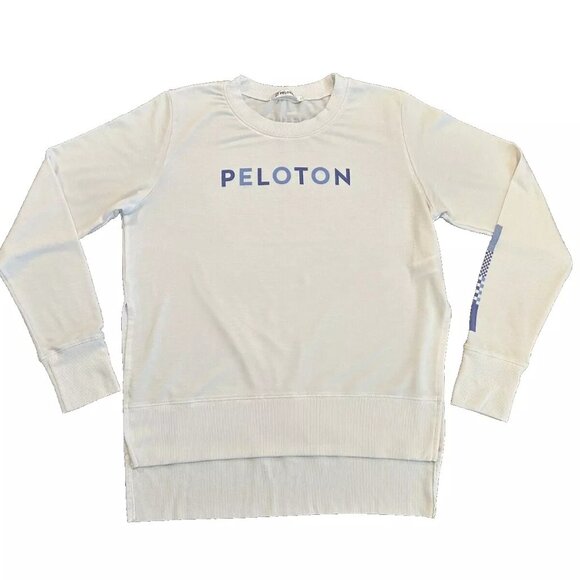 Peloton Together We Go Far White Spell Out Lightweight L/S Pullover LARGE New - Picture 1 of 12
